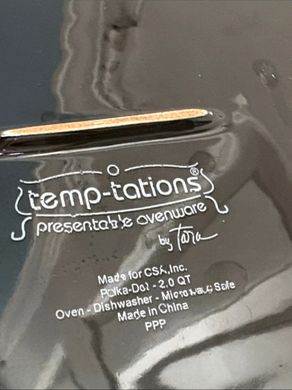 Temp-Tations Presentable Ovenware by Tara Black Polka Dot Ceramic Baking Dish !